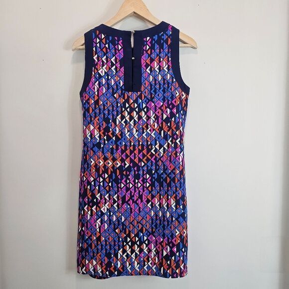 Alice & Trixie 100% Silk Geometric Shift Dress 60s Inspired Purple Pink Size XS - Picture 3 of 8